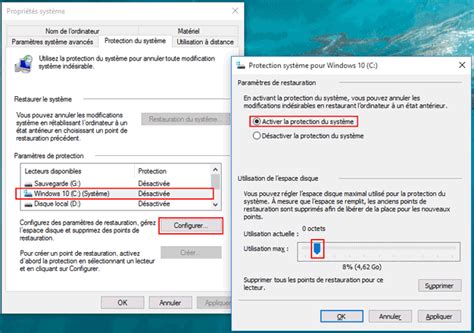 Activer ou désactiver la restauration du système windows 7